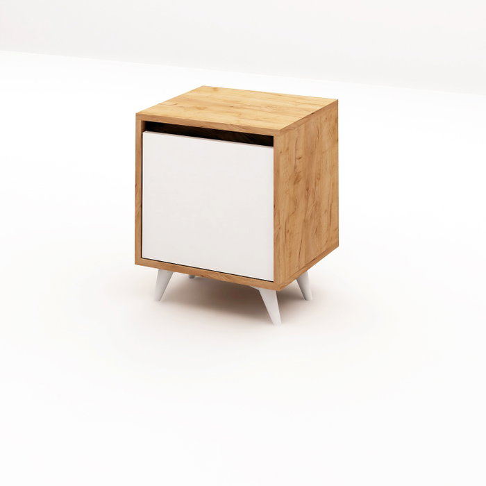 Hanah Home Mesilla de Noche Moderna Elegante Roble y Blanco 45x52x40 cm